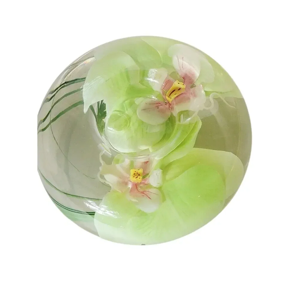 Emilo Robba Glass Orchid Tea Lite Candle Holder‎ Green Floral